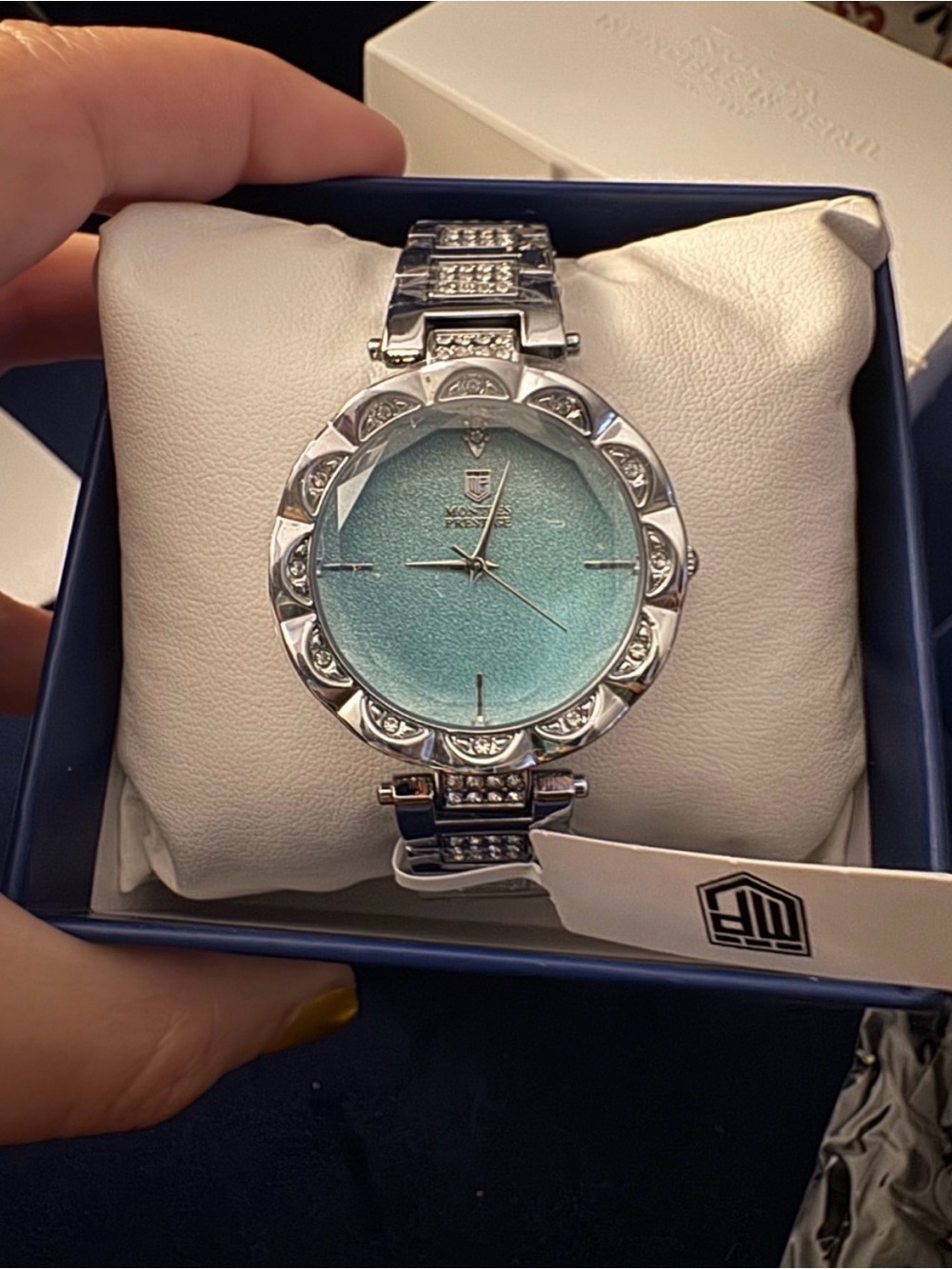 NEW in box Montres Prestige X Invicta Women’s Blue Crystal Flower Watch MPW-0209